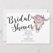 花飾り牛の頭蓋骨 ボヘミア風 ブライダルシャワー 招待状 (正面)