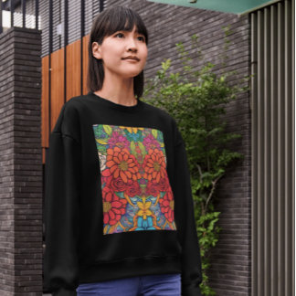 花飾り スウェットシャツ