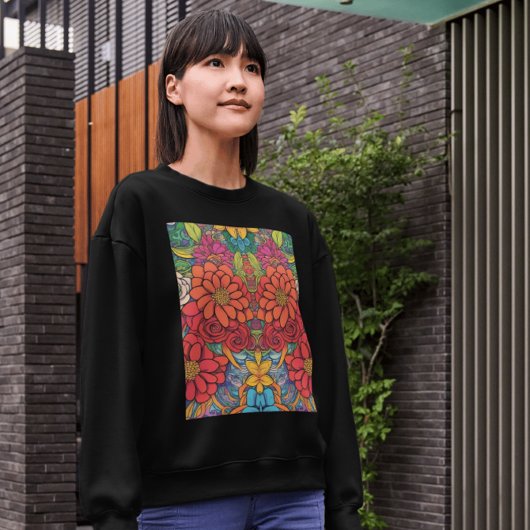 花飾り スウェットシャツ