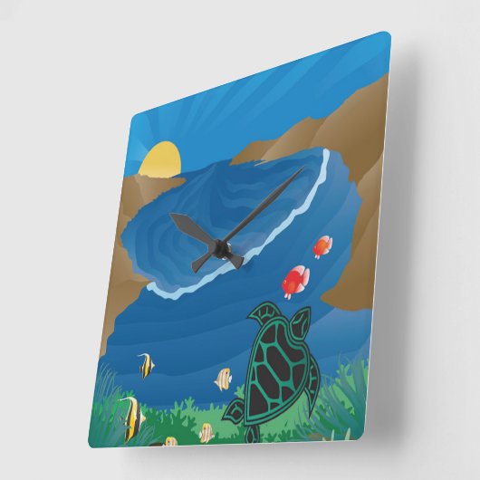 花馬湾ハワイ スクエア壁時計 (傾斜)