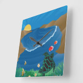 花馬湾ハワイ スクエア壁時計 (傾斜)