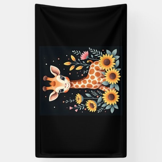 花魅力的に囲まれたキリン長袖 横断幕 (縦)