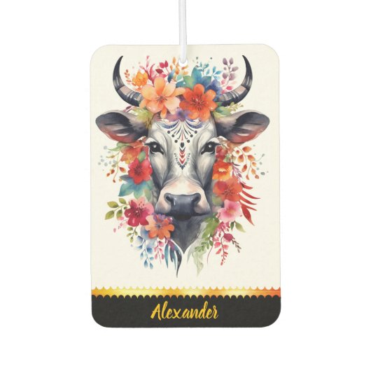 花魅力的付き牛用空気清浄剤 カーエアーフレッシュナー (正面)