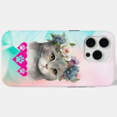 花魅力的冠ケース付き猫 Case-Mate iPhoneケース (裏面 (横))