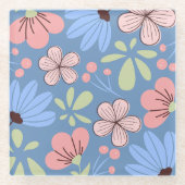 花魅力的鮮やか柄コースター ガラスコースター (正面)