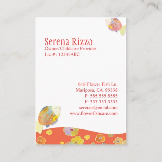花魚の育児 |デイケア 名刺 (裏面)