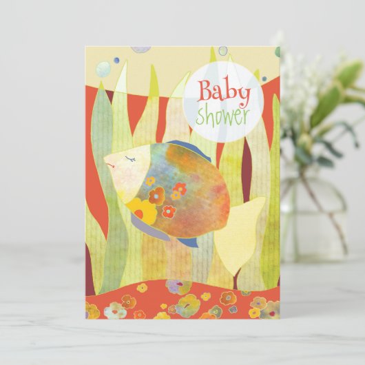 花魚の赤男女兼用ちゃんシャワー 招待状 (スタンド正面)