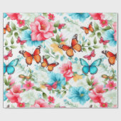 花鮮やかと蝶 ラッピングペーパー (フラット)