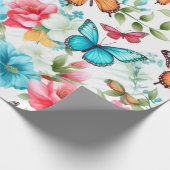 花鮮やかと蝶 ラッピングペーパー (角)