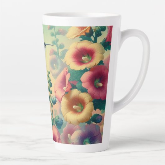 花鮮やかにハチドリがカラフル舞う カフェラテマグ (右)