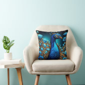 花鮮やかに囲まれたカラフル孔雀 クッション (椅子)