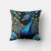 花鮮やかに羽を付けたクジャク クッション (裏面)