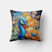 花鮮やかに羽を付けたクジャク クッション (裏面)