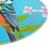 花鮮やかの枝に止まる鳴鳥 カッティングボード (角)