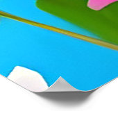 花鮮やかの枝に止まる鳴鳥 ポスター (角)