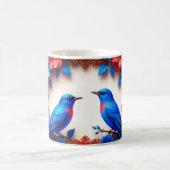花鮮やかの間で休むブカラフルルーバード コーヒーマグカップ (中央)