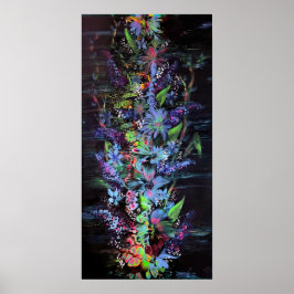 花鮮やか付きブラックプリント ポスター