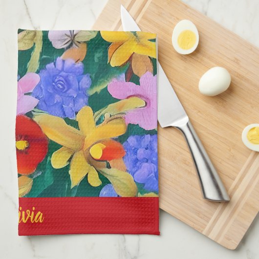 花鮮やか台所用タオル キッチンタオル (四つ折り)