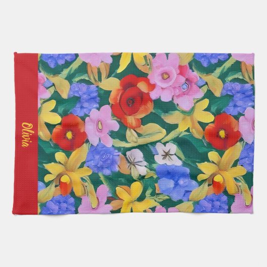 花鮮やか台所用タオル キッチンタオル (横)
