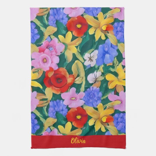 花鮮やか台所用タオル キッチンタオル (縦)