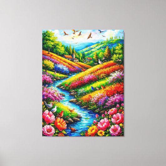 花鮮やか咲き風景 キャンバスプリント (正面)