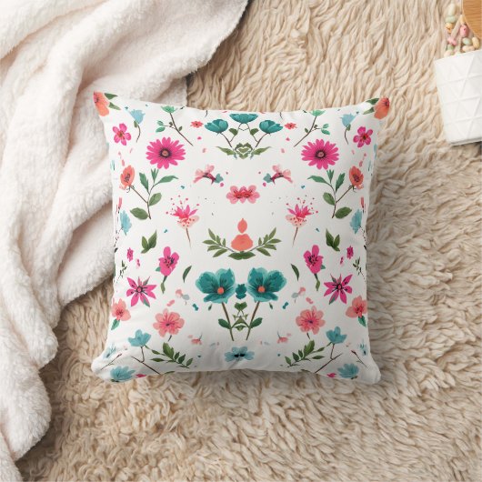 花鮮やか柄アート クッション (ブランケット)