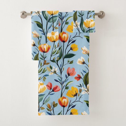 花鮮やか柄デザイン バスタオルセット (インサイチュ)