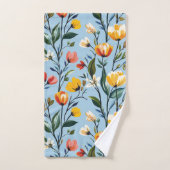 花鮮やか柄デザイン バスタオルセット (ハンドタオル)