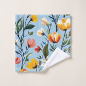 花鮮やか柄デザイン バスタオルセット (ウォッシュタオル)