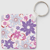 花鮮やか柄パープルピンクブルー花 キーホルダー (裏面)