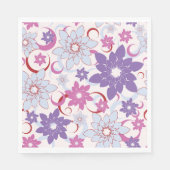 花鮮やか柄パープルピンクブルー花 スタンダードランチョンナプキン (正面)