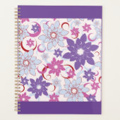 花鮮やか柄パープルピンクブルー花 プランナー手帳 (正面)