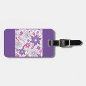 花鮮やか柄パープルピンクブルー花 ラゲッジタグ (正面横)