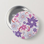 花鮮やか柄パープルピンクブルー花 缶バッジ (正面&裏面)