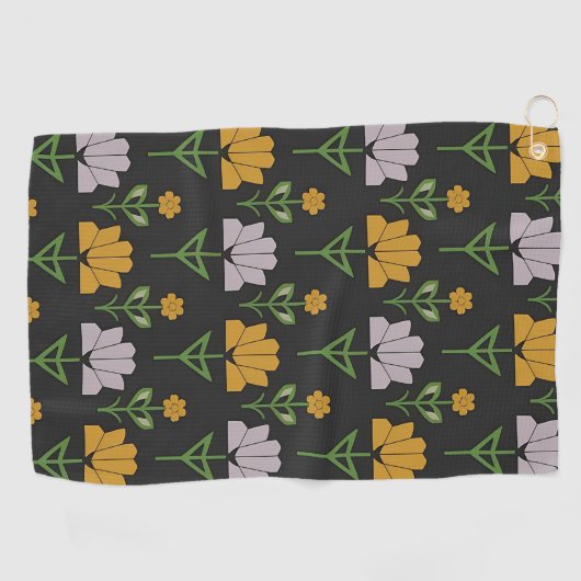 花鮮やか柄 ゴルフタオル (横)