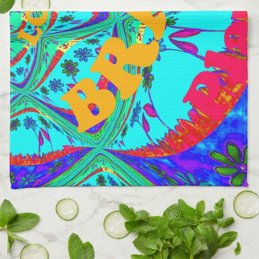 花鮮やか柄:ブラジルの献上品食べ愛 キッチンタオル (折り畳み)