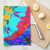 花鮮やか柄:ブラジルの献上品食べ愛 キッチンタオル (四つ折り)