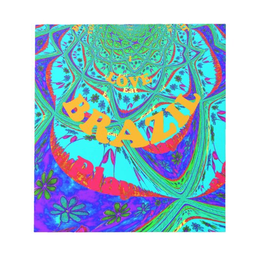 花鮮やか柄：ブラジルの献上品食べ愛 ノートパッド (正面)