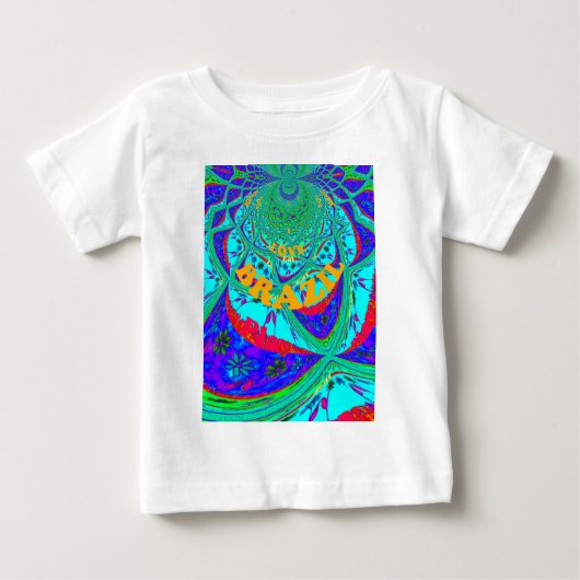 花鮮やか柄:ブラジルの献上品食べ愛 ベビーTシャツ (正面)