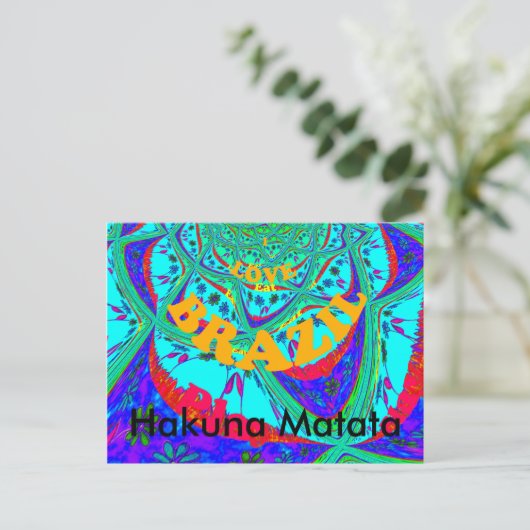 花鮮やか柄:ブラジルの献上品食べ愛 ポストカード (スタンド正面)