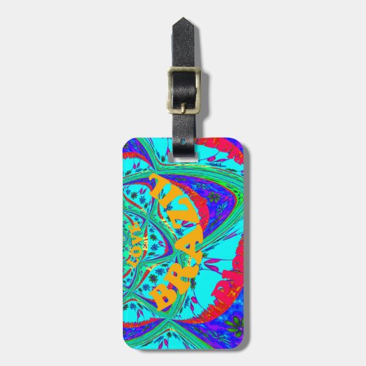 花鮮やか柄:ブラジルの献上品食べ愛 ラゲッジタグ (正面縦)