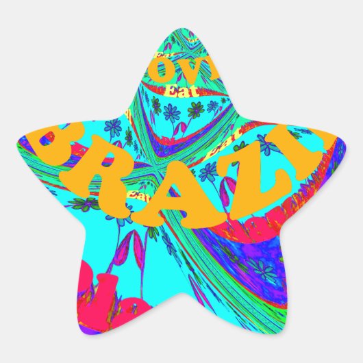 花鮮やか柄:ブラジルの献上品食べ愛 星シール (正面)