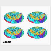 花鮮やか柄:ブラジルの献上品食べ愛 楕円形シール (シート)