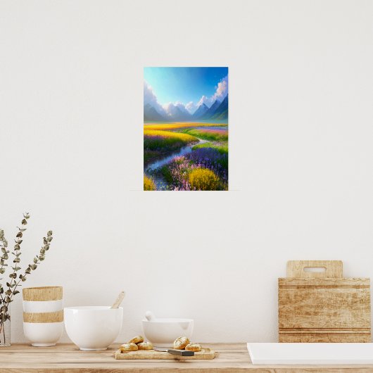 花鮮やか畑の美しい ポスター (キッチン)