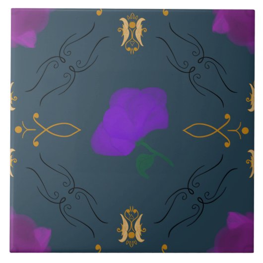 花鮮やか紫 – ホームデコ訛りの部屋 タイル (正面)