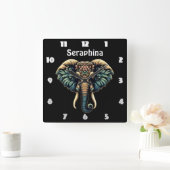 花鮮やか象離れ スクエア壁時計 (ホーム)