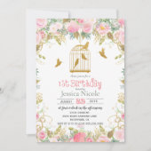 花鳥かご 1歳の誕生日招待状 招待状 (正面)