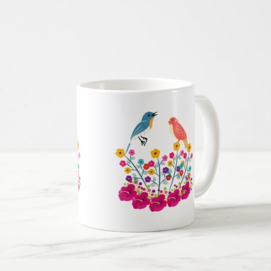 花鳥が美カラフルしい コーヒーマグカップ (正面右)