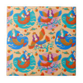 花鳥と人魚 タイル (正面)