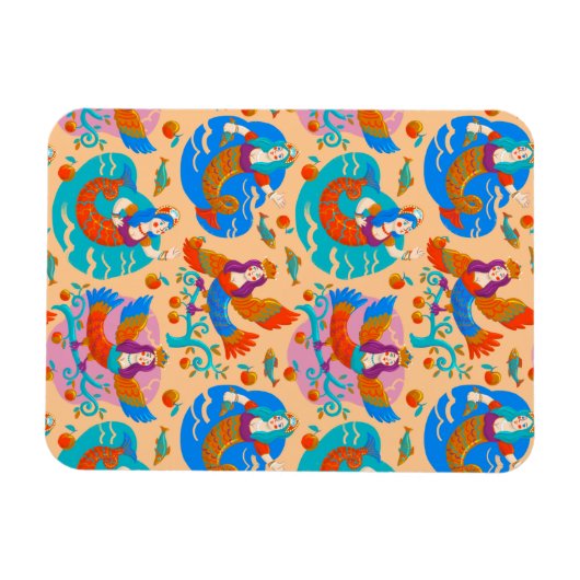 花鳥と人魚 マグネット (横)